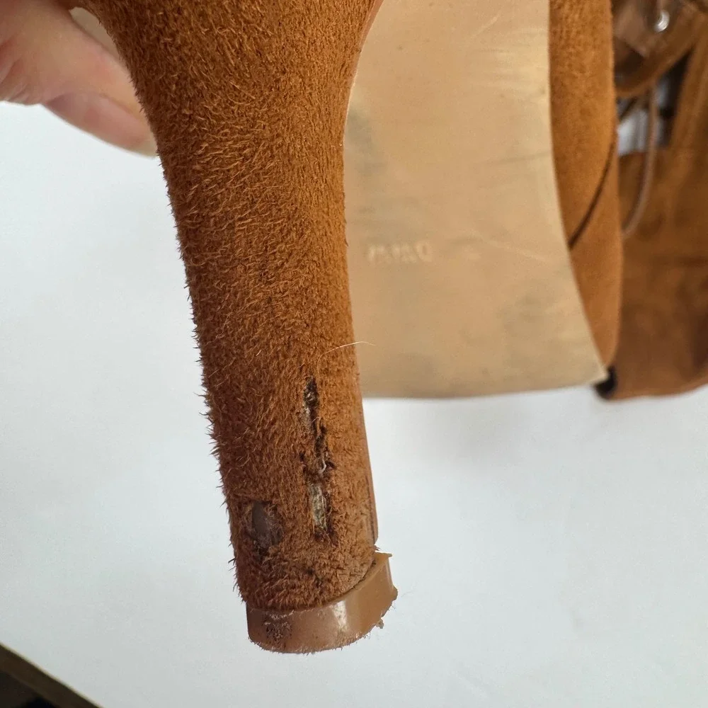 Torrid Women 9WW Cognac Brown Faux Suede Over The Knee Lace Up Wide Calf Boots